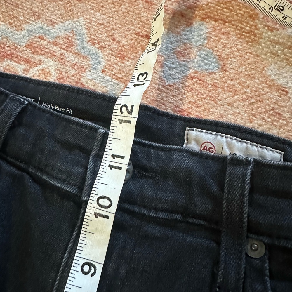 AG Adriano Goldschmied Farrah Boot high rise Jeans Raw Hem size 31 X 32 black - Picture 8 of 9
